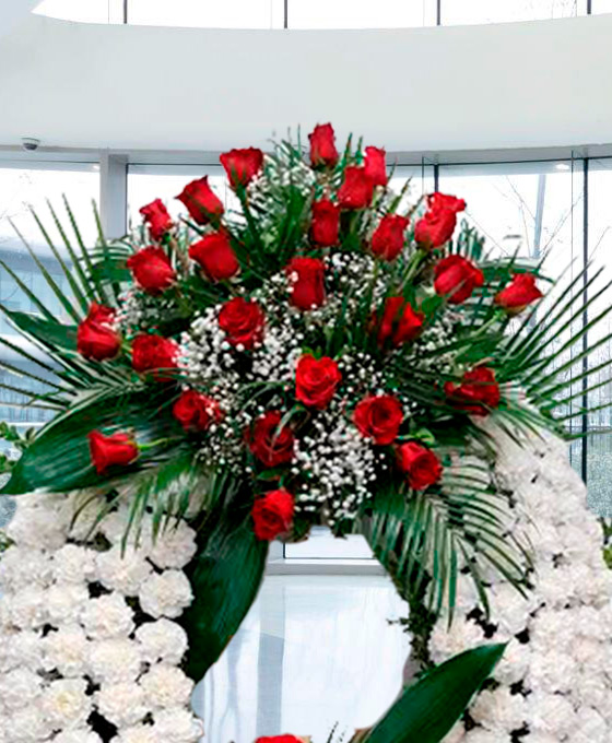 Corona Funeraria Doble Cabezal Blanca