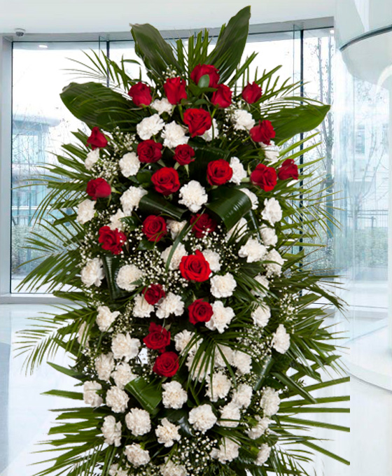 Palma funeraria roja y blanca