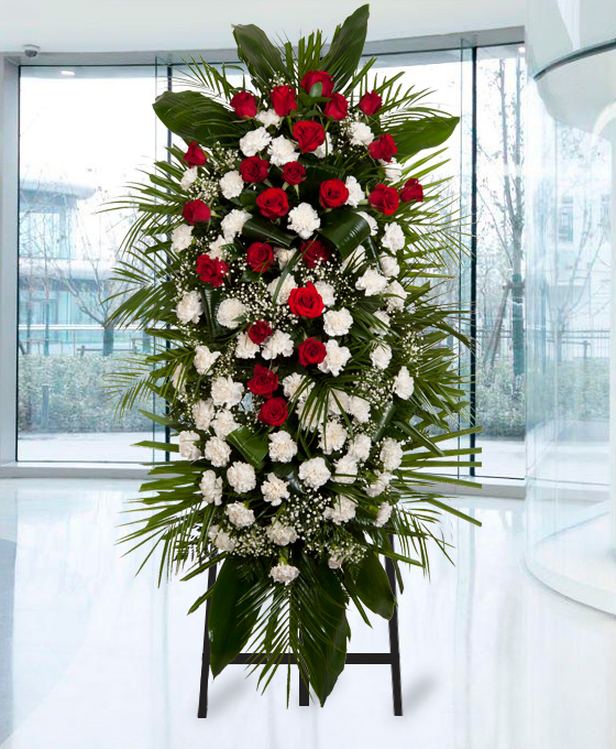 Palma funeraria roja y blanca