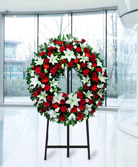 Enviar Corona Funeraria Flor Variada Roja